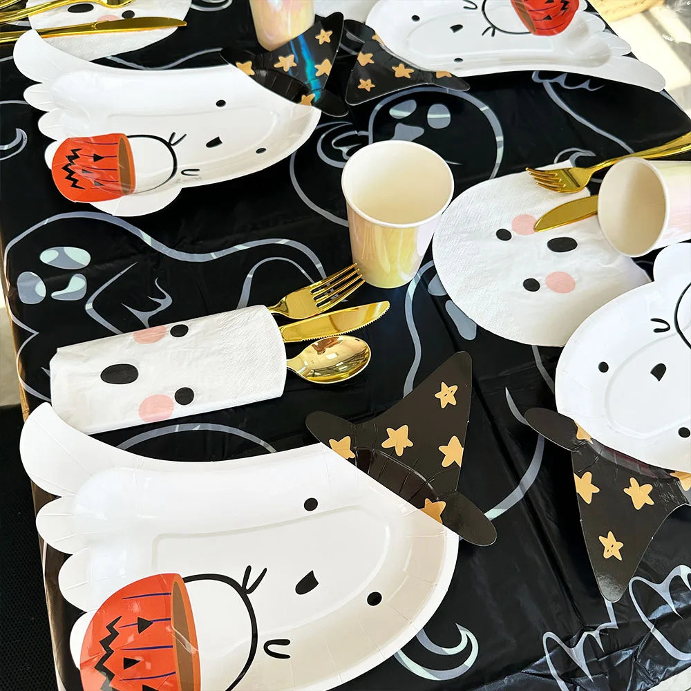 Bat Ghost Disposable Tableware Birthday Party Supplies Skeleton Plate Halloween Party Decoration Supplies