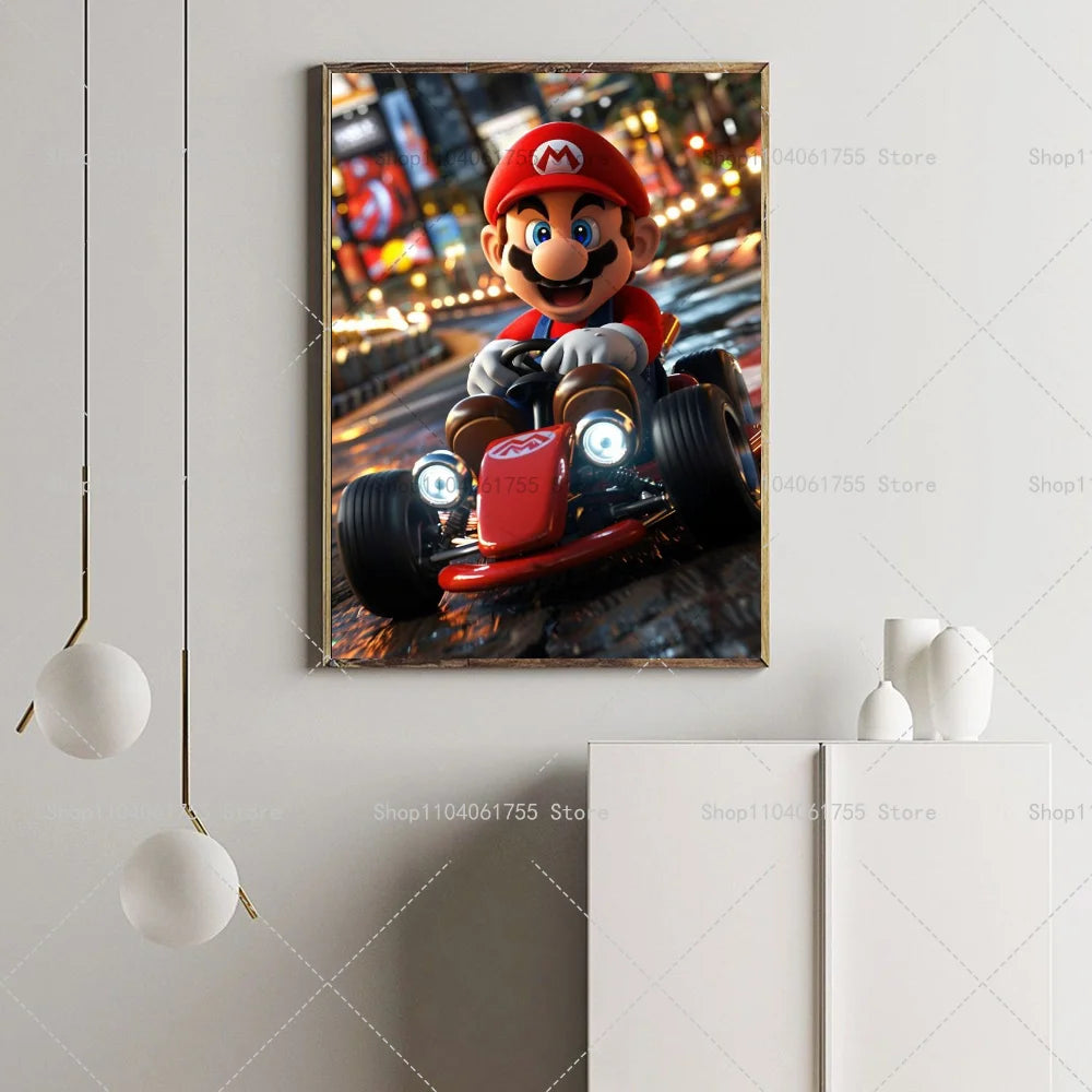 1PC Classic Anime Movie M-Marios Poster Self-adhesive Art Waterproof Paper Sticker Coffee House Bar Room Wall Decor