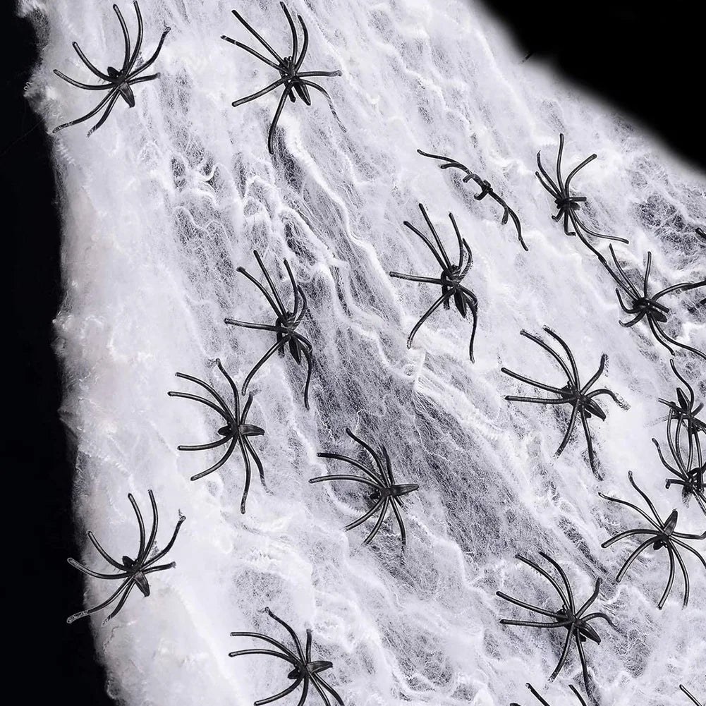 1400 sqft Halloween Spider Webs Decorations with 20 Fake Spiders, Super Stretchy Cobwebs for Halloween Decor Indoor and Outdoor
