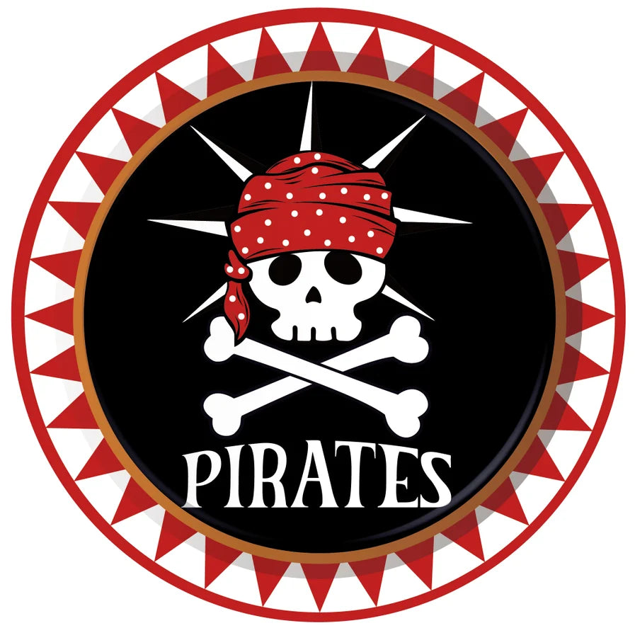 Red Black Pirate Nautical Theme Party Decorations Tableware Set for Halloween Christmas Birthday Events