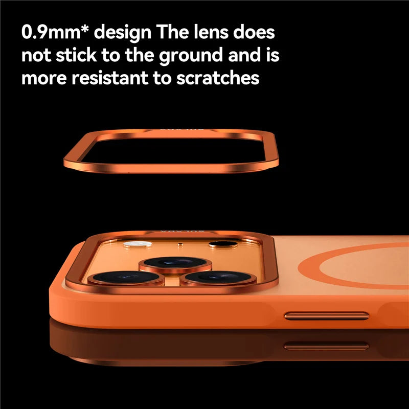 Luxury Alloy Lens Frame Matte Magsafe Case For iPhone 17 Air 17Pro 17Pro Max Translucent Hybrid Magnetic Shockproof Hard Cover