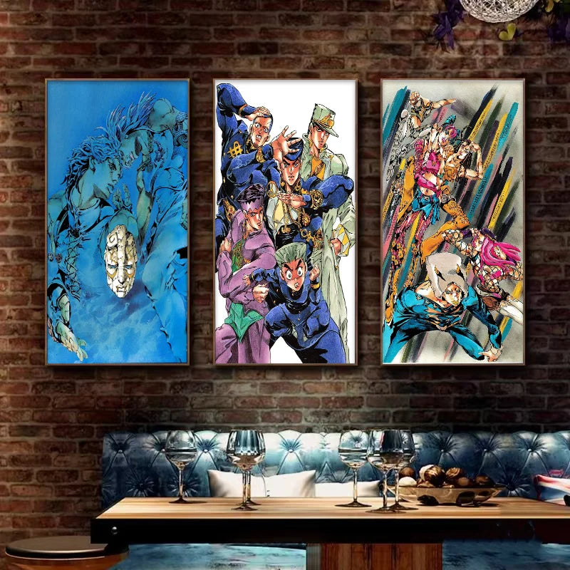 Anime JOJO Bizarre Adventure Retro Poster Canvas Wall Art Printing Waterproof Home Living Bed Room Bar Hallway Aesthetic Decor