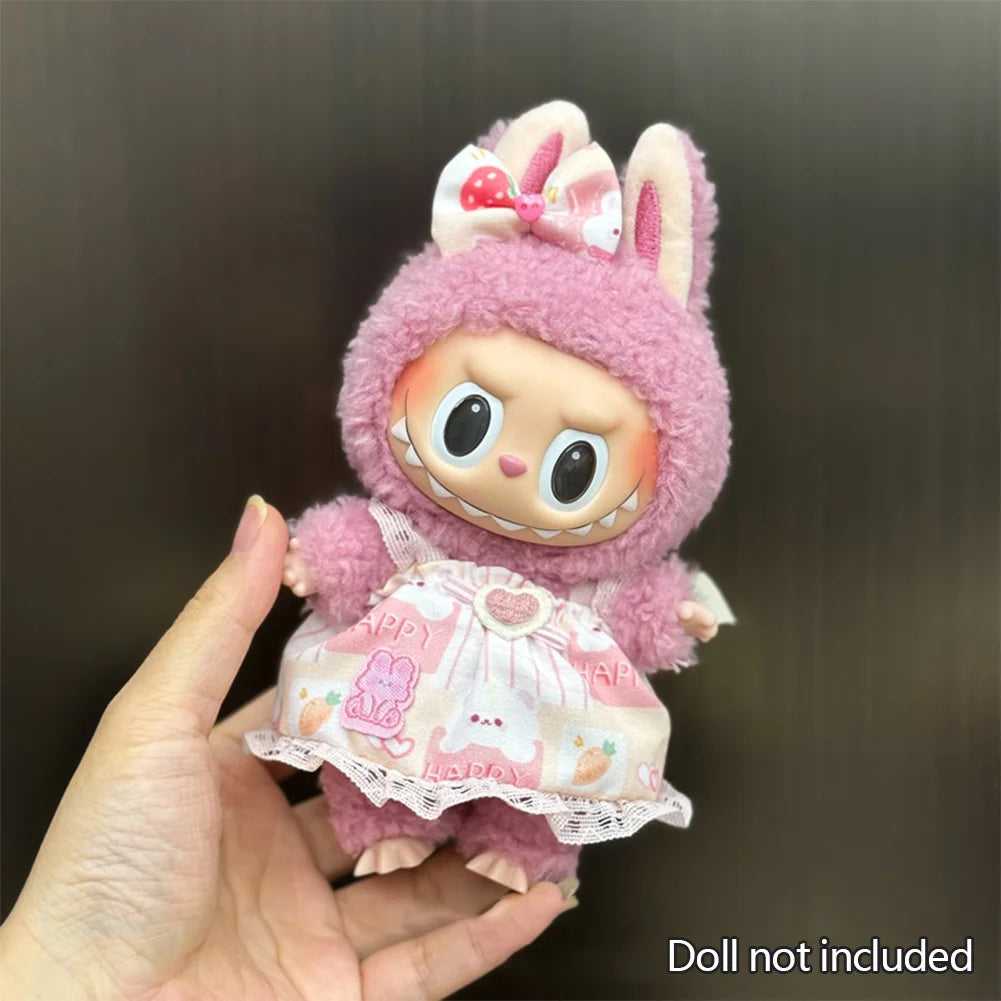 Fashion Clothes Ropa Labubu Clothes Outfit Doll Accessories For 15/17cm Labubu V2 V1 Plush Doll's Suspenders Suit