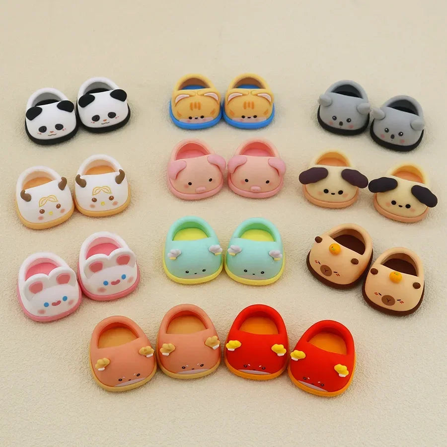 Slipper Shoes Macaron Style 17cm Labubu V2 V1 Doll Shoes Capybara Casual Sandal Dolls Accessories DIY Doll Toys