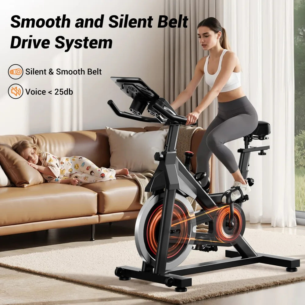 ROBORE CBE20 Stationary Exercise Bike, 136kg Capacity, Silent Belt Drive, Comfort Seat & iPad/Bottle Holders