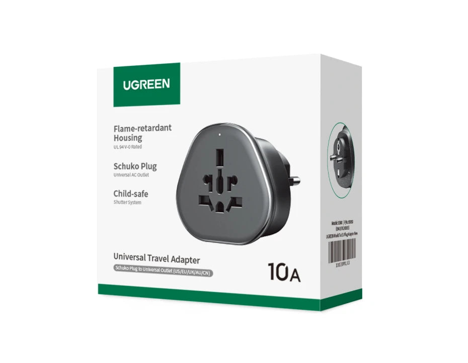 UGREEN Universal Travel Adapter Extension Socket EU/US/UK Plug Converter Multi-Country Power Adaptor for EU US UK KR RU Outlets