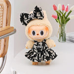 For 15/17cm Mini Labubu Clothes Luxury Dress Bow Strap Pants Set 3.0 Labubu clothing outfit Glasses Shoes Doll Accessories