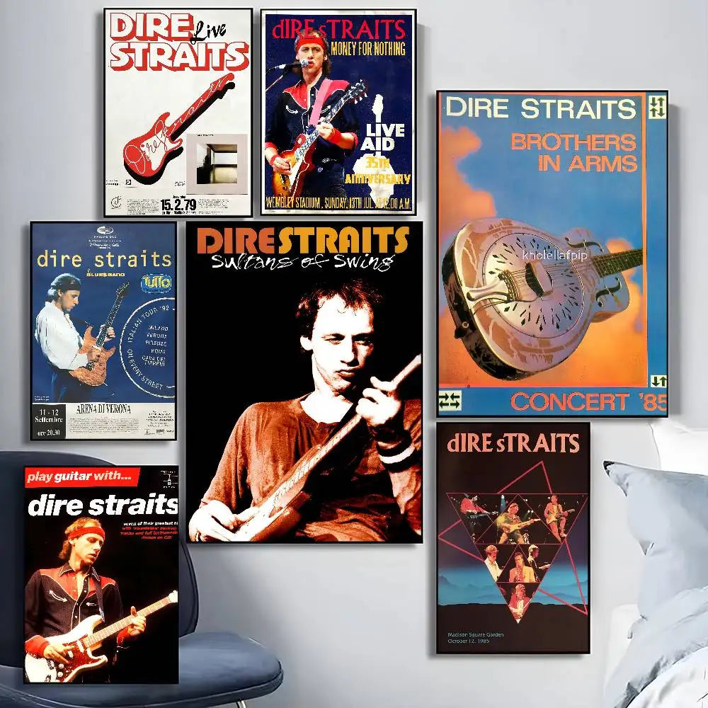 Singer D-Dire S-Straits Rock Band Poster Waterproof HD Art Wall Decal Self-Adhesive Print. Aesthetic Home Room Decor for Living