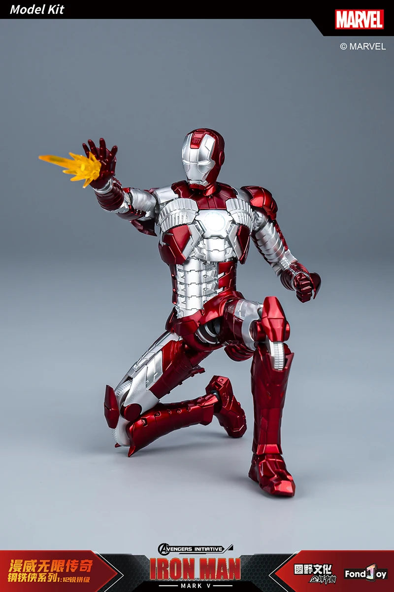 Fondjoy Marvel Iron Man MK1 Assemble Toy ABS Material First Generation Iron Man 1/12 Action Figures Toy Birthday Gifts for Boys