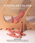 Lip Tint Pen, 6 Colors Available, Matte Water Lipstick, Non-Stick Cup, Long-Lasting, Smooth Lip Liner and Lip Stain Combo
