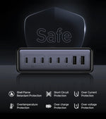 UGREEN 200W GaN Charger 8 in 1 Desktop USB C Charging Station Stand For Macbook Laptops iPhone 16 15 Pro Xiaomi Samsung Tablets