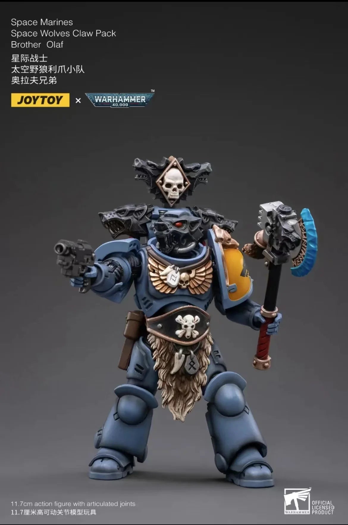 1/18 JOYTOY Action Figure – Warhammer 40K Horus Heresy Space Wolves Logan Ghostwolf Mecha Model