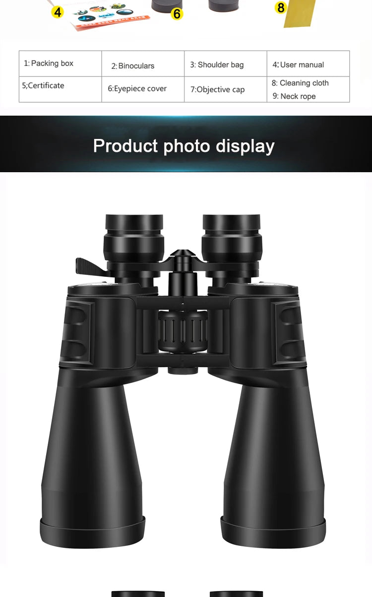 Borwolf 10-380X100  High Magnification Long Range Zoom 10-60 Times Hunting Telescope Binoculars  HD Professiona  Zoom