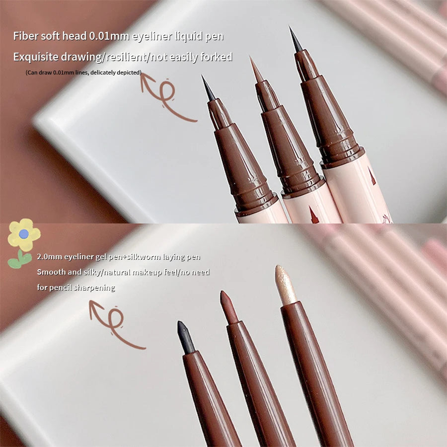 Eyeliner Double Head Pen For Smooth And Delicate Eye Makeup  Quick Drying Film Forming Waterproof And Sweat Proof Eye Makeup