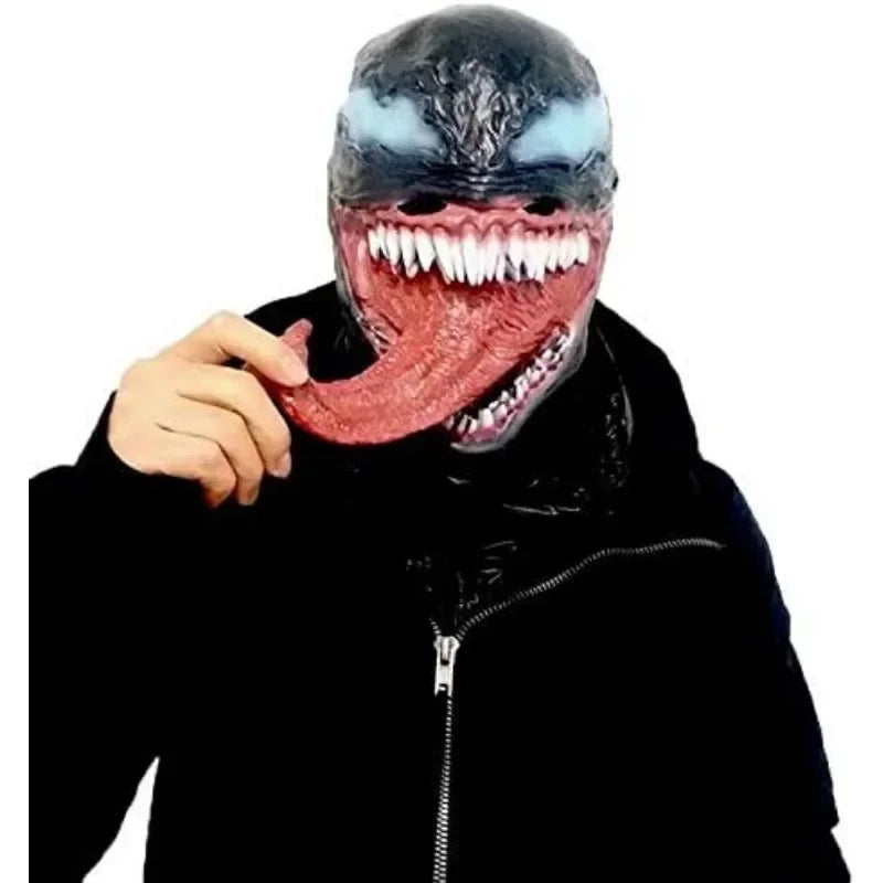 New Superhero Venom 3 Long Tongue Mask Cosplay Latex Masks Horror Party Helmet Props Supplies Novelty Masks Christmas Halloween