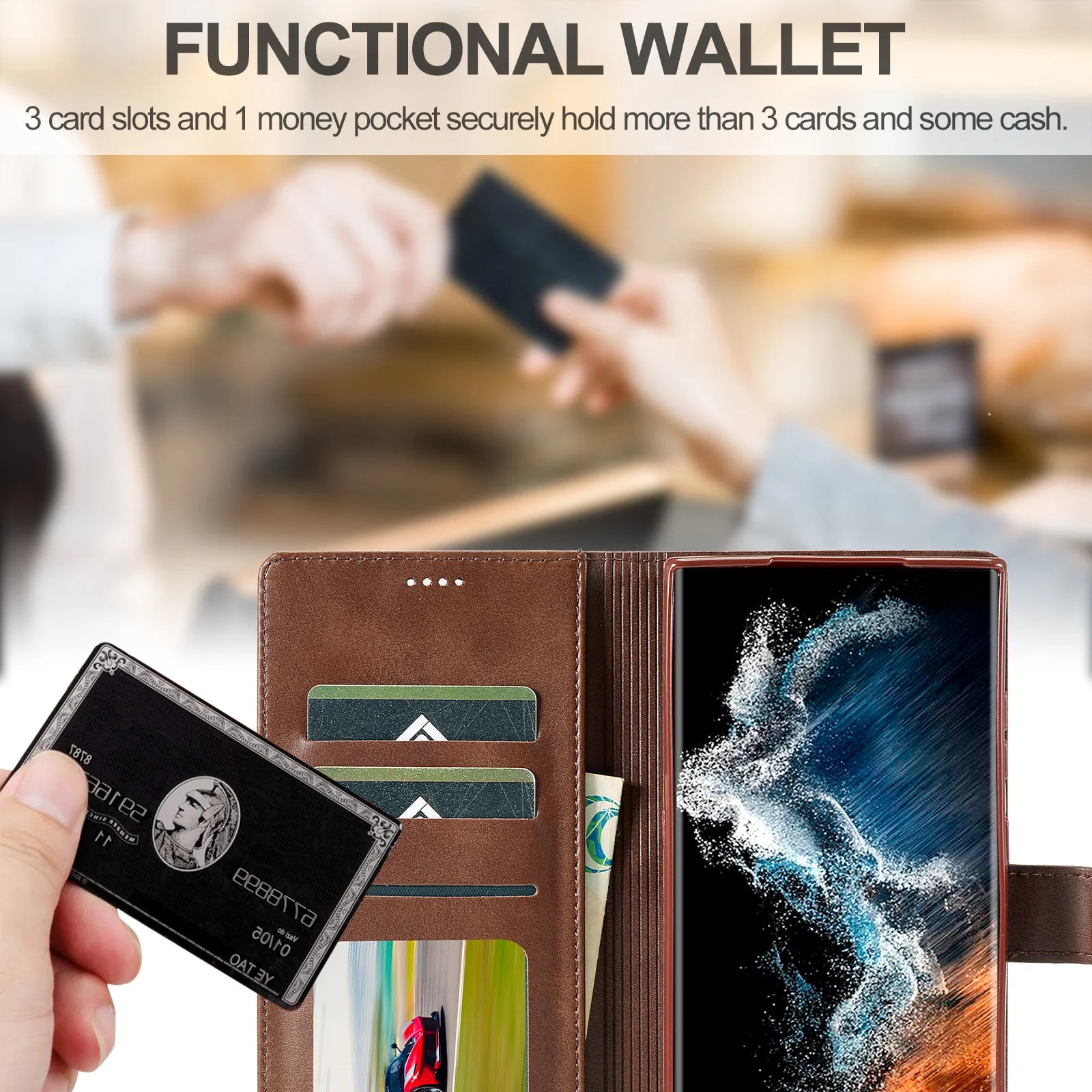 Leather Case for Samsung Galaxy S23 S24 S25 FE Ultra Plus Edge A07 A17 A35 A55 A06 A16 A26 A36 A56 5G Flip Wallet Card Holder