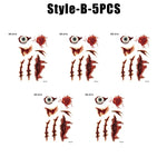 Horror Realistic Fake Bloody Wound Stitch Scar Scab Waterproof Temporary Tattoo Sticker Halloween Masquerade Prank Makeup Props