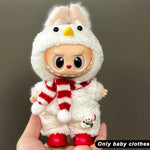 17cm Mini Plush Doll'S Clothes Outfit Accessories For Korea Kpop Labubu V1 V2 V3 Christmas onesie hat set Clothing
