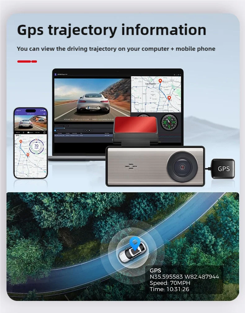 4K HD Dual Lens Dash Cam Car DashCam 3.16 IPS Screen 2K 1080P Camera Recording WiFi GPS Parking Monitoring ADAS Loop Recording