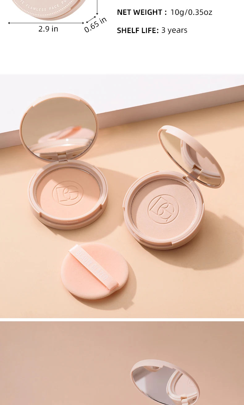 BEAUTY GLAZED Oil Control Matte Face Powder Long Lasting Flawless Setting Powder Face Makeup With Mirror
