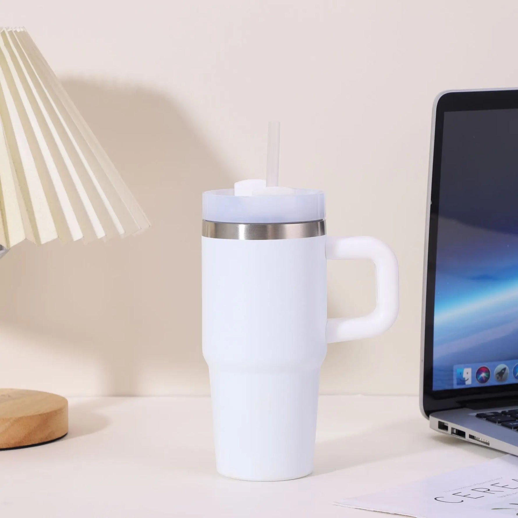 14oz Car Mug with Handle Double-layer Vacuum Coffee Cup Portable Water Cup Large Capacity 304 Stainless Steel Travel Thermal Cup