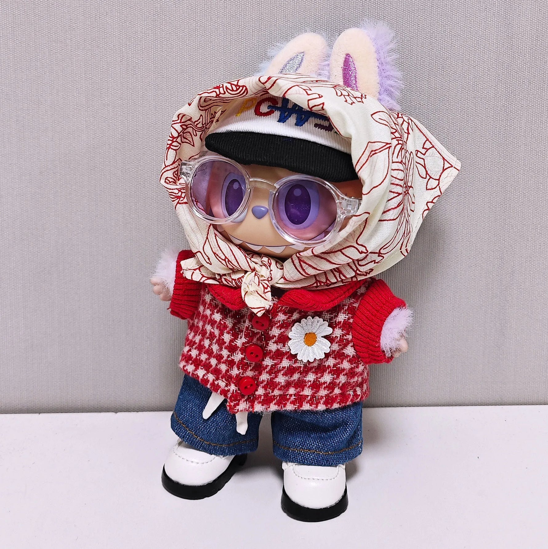 For Labubu Selects 15cm / 17cm Red GD Clothes, Jeans Set, Labubu Universal Clothing