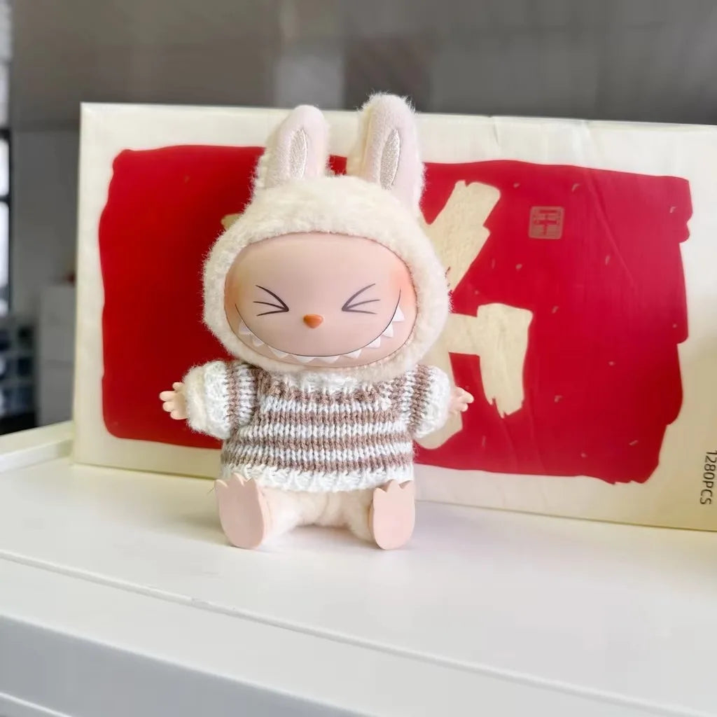 For Labubu'S Clothes Striped sweater outfit Match with hat pendant  Can match according to your preferences Labubu Accessories