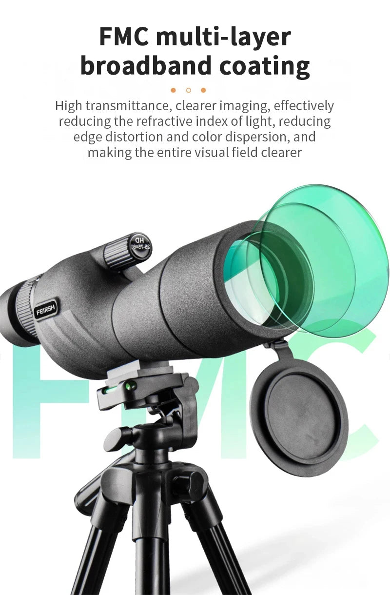 25-75x60 HD Spotting Scope Powerful Monocular Zoom Telescope Prism Waterproof for Birdwatching Target Shooting Camping