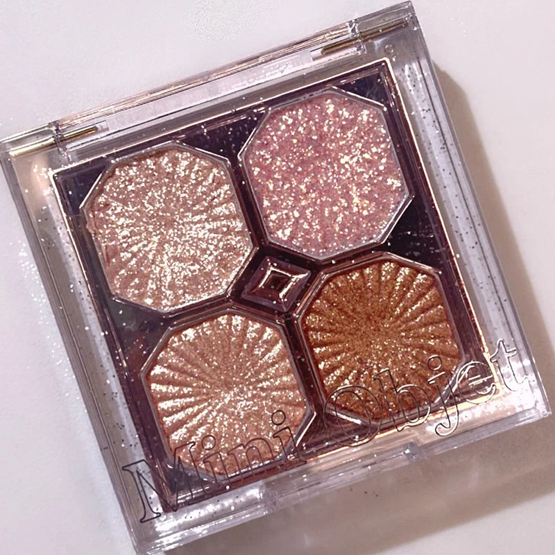 DIKALU Gem Four Color Eyeshadow Pearl Matte easy to remove makeup Daily Glitter Glitter Eyeshadow tray