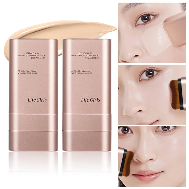 Clear and Moist Hydrating Foundation Naturally Perspective, Moisturizing, Bling, Glossy, Thin and Lightweight Double Head Makeup Foundation Rotated, More Comfortable, Waterproof Function, Easy to Makeup, Easy to Use