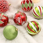 16 Pcs 8cm Painted Christmas Balls Set Cartoon Red Black Gold Electroplated Christmas Hanging Balls DIY Plastic