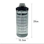 2L Straw Water Bottle Large Capacity Plastic Water Cup Portable Drink Bottle With Time Marker For Outdoor Sports Fitness