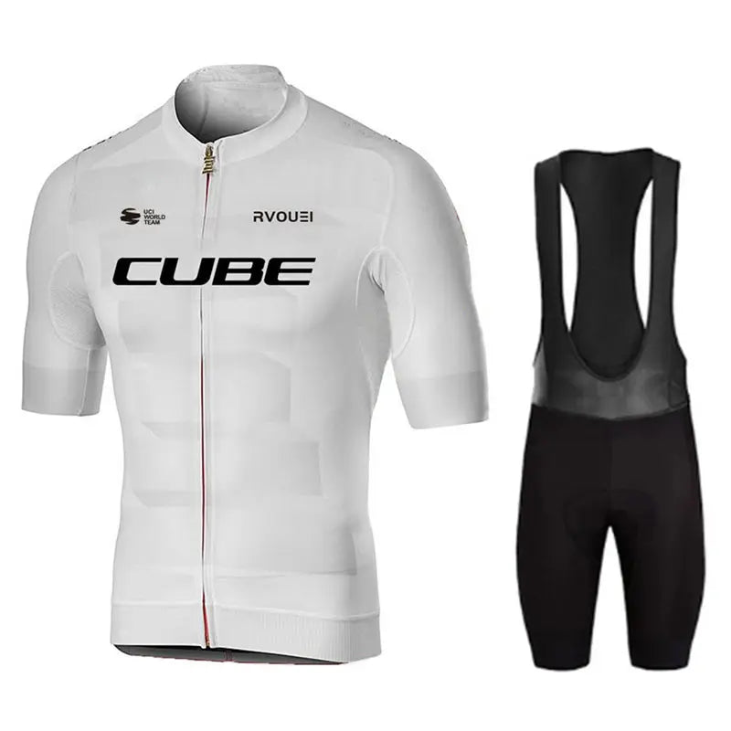 Cube Cycling Jersey Set – Men’s Summer Short Sleeve Bike Shirt & Padded Bib Shorts, Road & MTB Bicycle Clothing Maillot Ciclismo