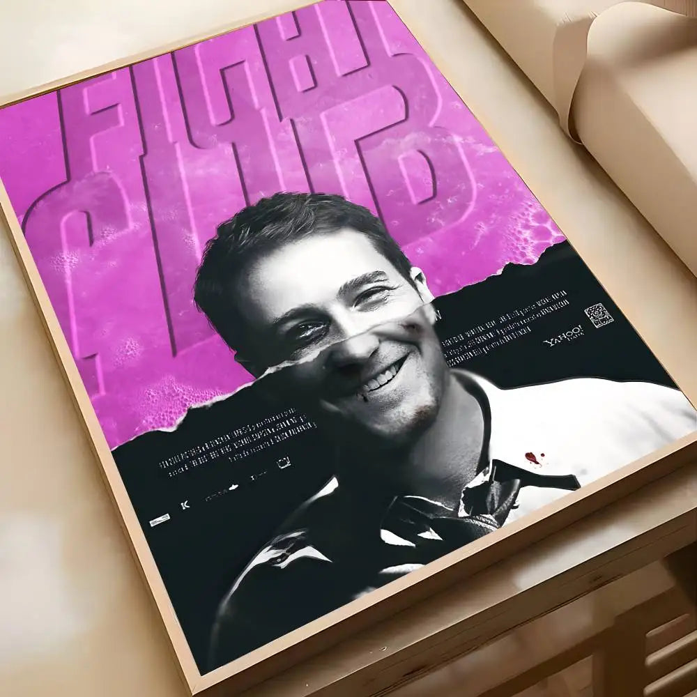 Movie Sticky Fight Club Poster High-definition art sticker Self adhesive waterproof home decoration for living room