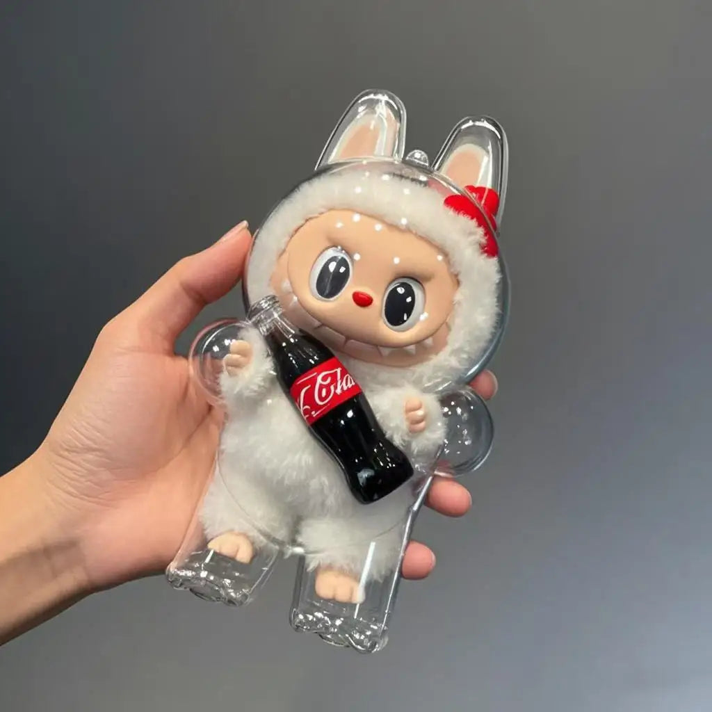 1PC Transparent Protective Cover For LABUBU Coca Cola Happy Factor  Dustproof Cover Storage Box Backpack Hanging Decor (No Doll)