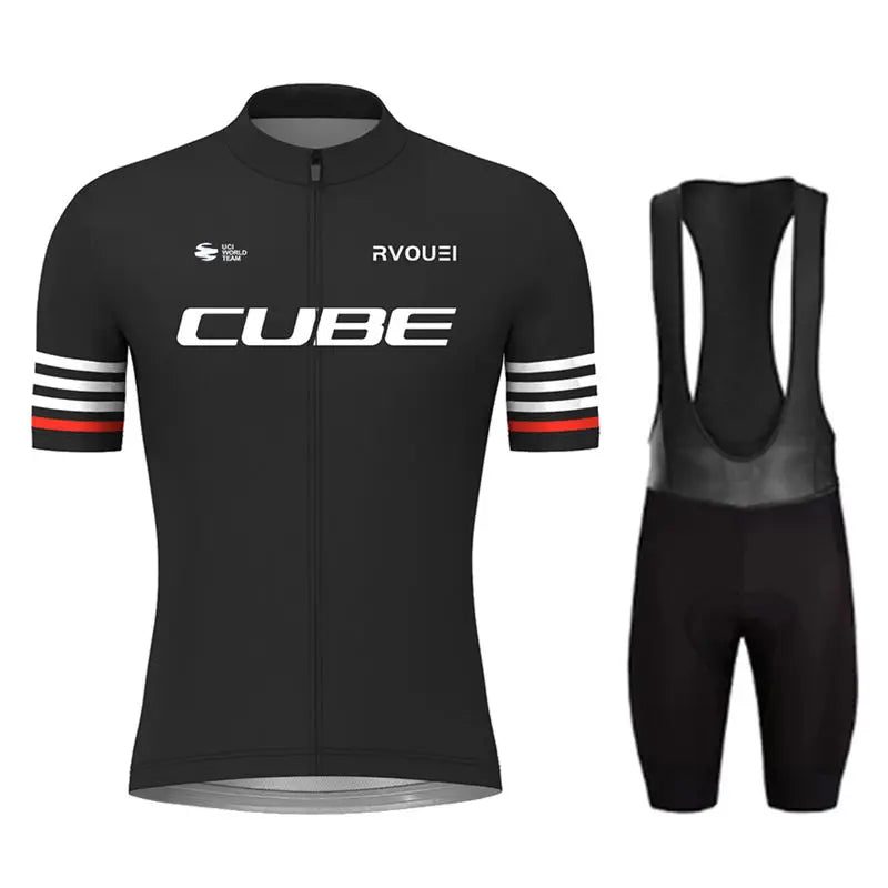 Rvouei Cube Pro Summer Cycling Jersey Set Summer Breathable Bicycle Men's MTB Bike Clothing Maillot Ropa Ciclismo Uniform Suit