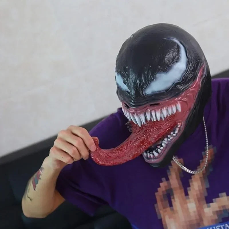New Superhero Venom 3 Long Tongue Mask Cosplay Latex Masks Horror Party Helmet Props Supplies Novelty Masks Christmas Halloween