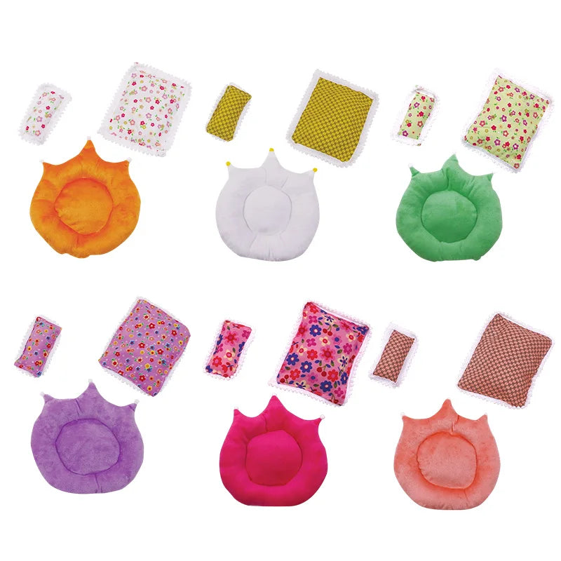 17cm Mini Doll's Accessories Set For Labubu Doll Pop 3Pcs/Set Bed+Quilt+Pillow Pajamas Sleeping Bag Dollhouse Gift,Girl's Toys