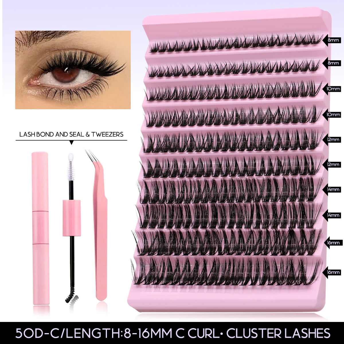 DIY Lash Extension Kit Individual Eyelash Extension Kit Cluster Lashes Kit Lash Glue Remover for Eyelash Extensions Makeup