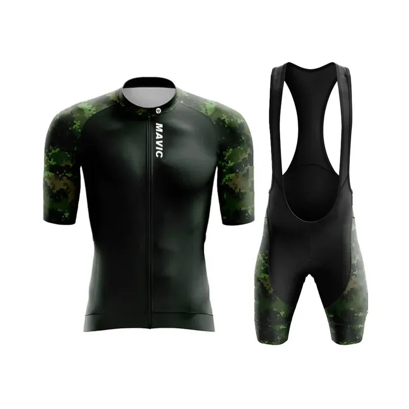 RX MAVIC Men's Summer Cycling Set – Breathable Short Sleeve Road Bike Jersey & Shorts for Team Training