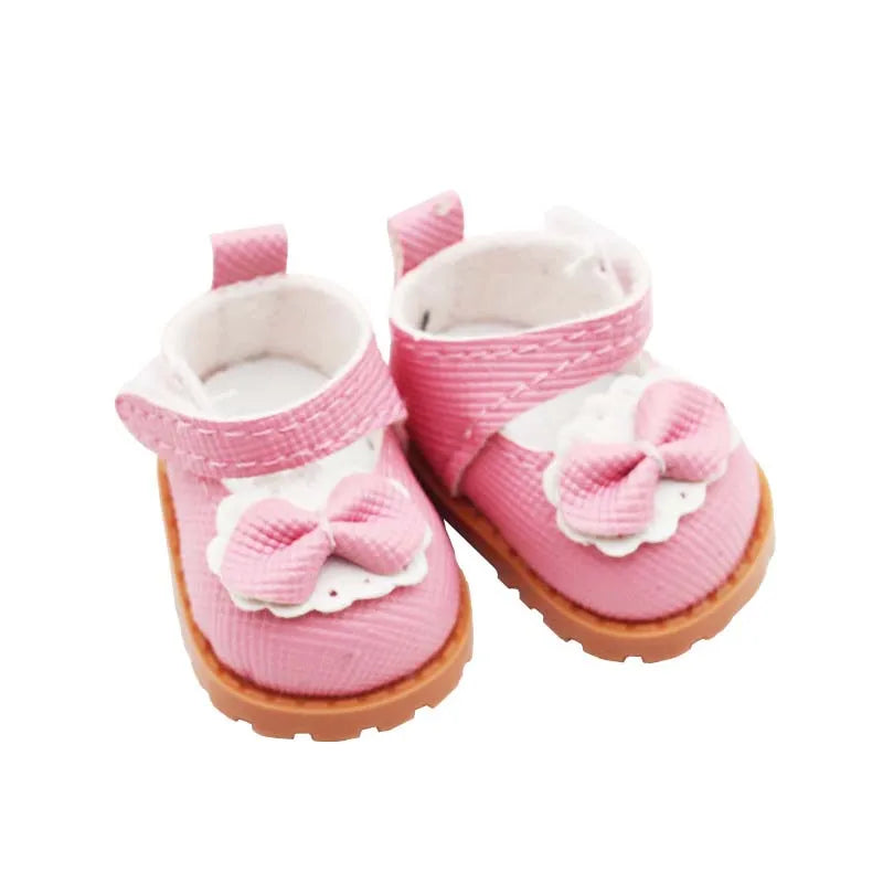 1 pair Multi Colours Labubu Doll Shoes Labubu Bow Shoes for 17cm Labubu Accessories Doll Finger Shoes Doll Leather Shoes