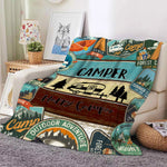 1PC Camper and Forest Pattern Printed Blanket, Suitable for Sofas, Beds, Offices, Travel, Camping Chairs, Warm Plush Blanket