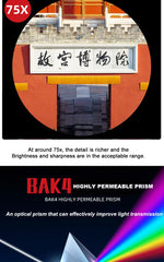 HD 25-75x60 Spotting Scope for Target Shooting with Carrying Pouch BAK4 Monocular Telescope FMC Lens for Hunting Birdwatching