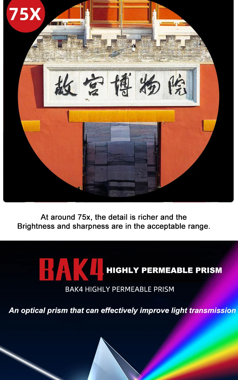 HD 25-75x60 Spotting Scope for Target Shooting with Carrying Pouch BAK4 Monocular Telescope FMC Lens for Hunting Birdwatching