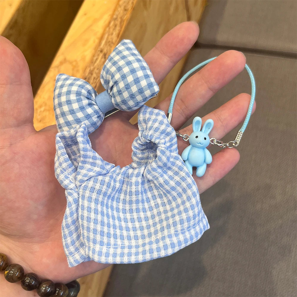 For Korea Kpop Exo Labubu Idol Dolls Jean Dress Big Bowknot Doll Clothes Kids Gift 15-17cm Cute Mini Clothes Doll Accessories