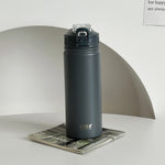 TYESO 600ML/750ML Thermos Water Bottle With Straw Stainless Steel Car Thermal Sports Cup Keeps Cold and Heat Thermal Travel Mug