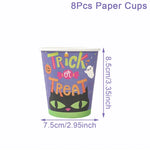 Halloween Pumpkin Black Cat Disposable Tableware Set Halloween Party Decor Kids Favors Trick or Treat  Paper Plates Cup Napkins