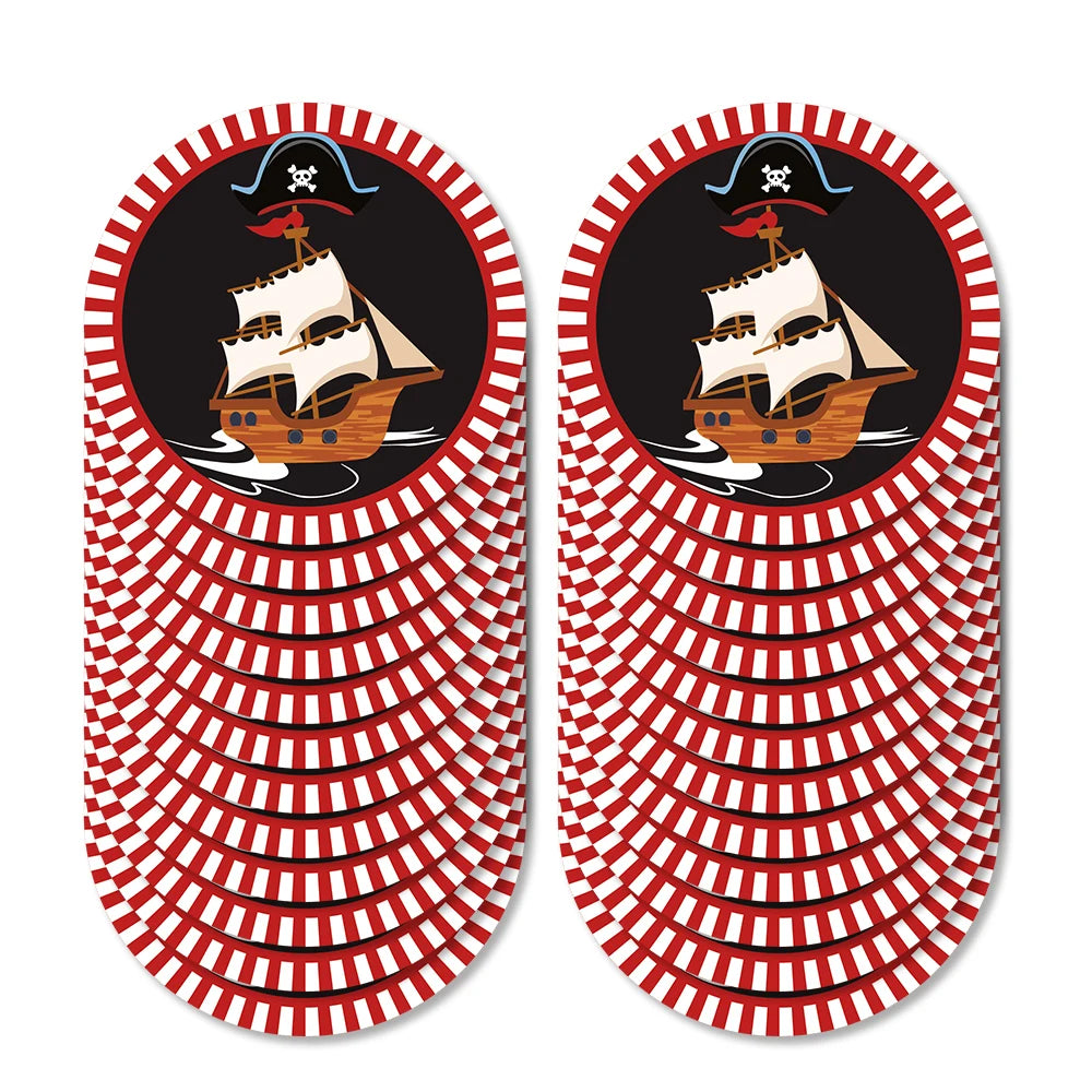 Red Black Pirate Nautical Theme Party Decorations Tableware Set for Halloween Christmas Birthday Events