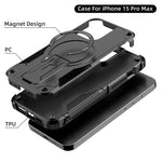 For MagSafe Magnetic Phone Case For iPhone 16 15 14 Plus 13 Pro Max Hidden Holder Stand Military Shockproof PC TPU Cover