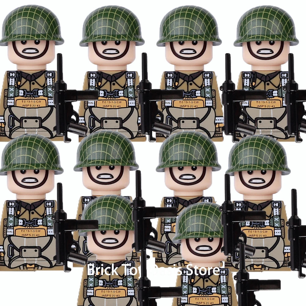 MOC WW2 Military War Weapon Soldier Accessories Building Blocks Roadblock Motorcycle Weapon case container Weapon Bag Brick Toy